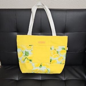 Yellow Lemon Print Tote Bag